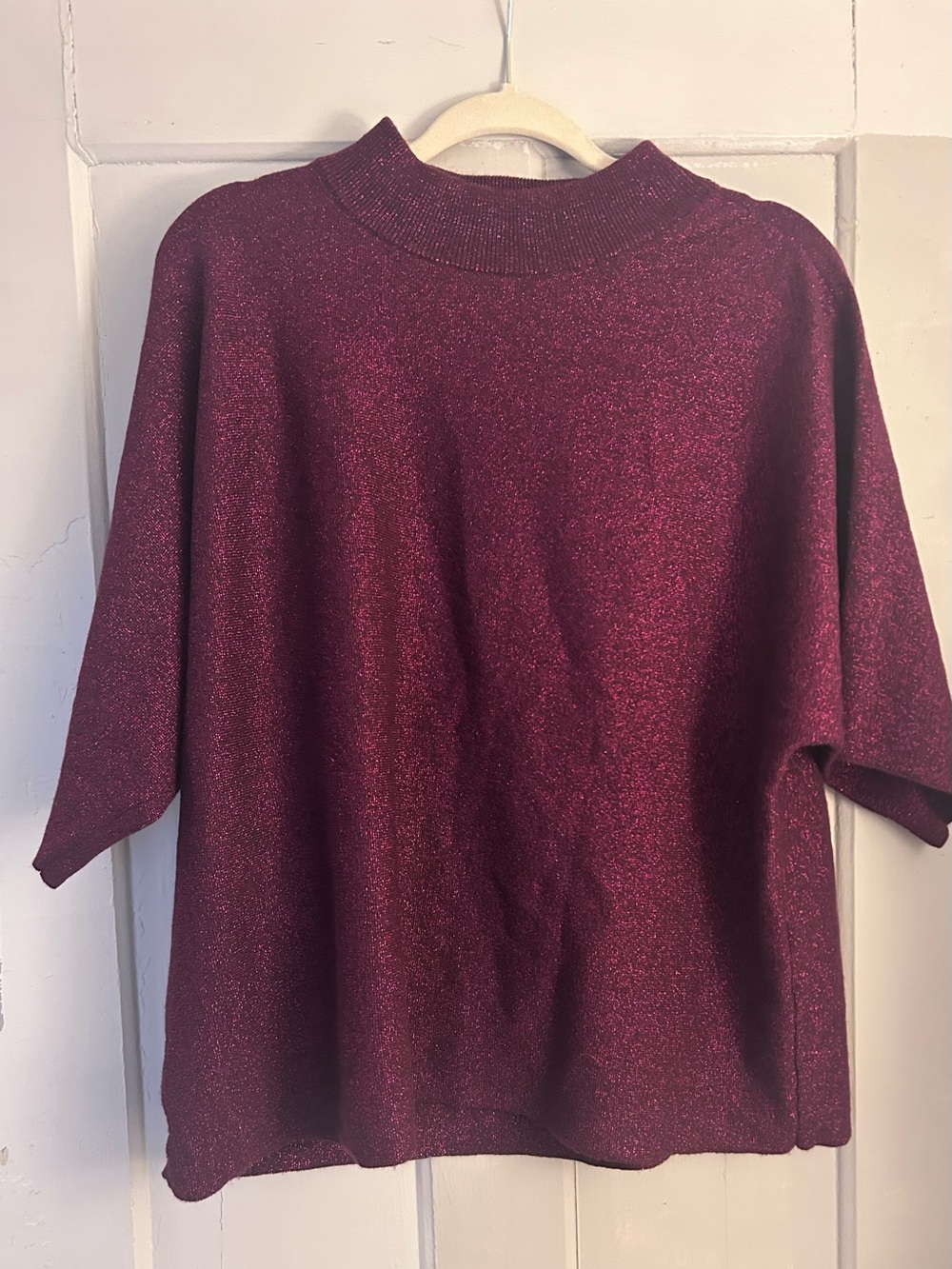 Chico's Shimmery Deep Raisin Pullover Sweater